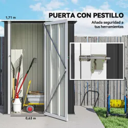Cobertizo Exterior 1,07m² 142x86x189 cm con Puerta y Orificios de Drenaje para Almacenamiento de Herramientas Gris - Ogal.Es