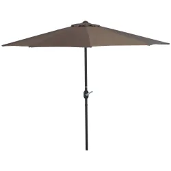 Sombrilla 269x138x236 cm Parasol de Jardín con Manivela y Forma Semicircular Tela Poliéster 180 g/m² para Exteri... - Ogal.Es