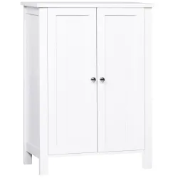 Armario de Baño con 2 Puertas y 2 Estantes Ajustables Interiores Mueble Auxiliar de Almacenaje 60x30x80 cm Blanco - Ogal.Es