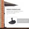 Sombrilla 269x138x236 cm Parasol de Jardín con Manivela y Forma Semicircular Tela Poliéster 180 g/m² para Exteri... - Ogal.Es