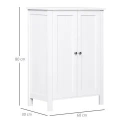 Armario de Baño con 2 Puertas y 2 Estantes Ajustables Interiores Mueble Auxiliar de Almacenaje 60x30x80 cm Blanco - Ogal.Es