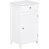 Armario de Baño con 1 Cajón 1 Puerta y Estante Ajustable Interior Mueble Auxiliar de Almacenaje 43x34x77 cm Blanco - Ogal.Es