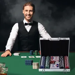 Maletín de Poker Profesional de Aluminio con 200 Fichas Juego Set de Poker Casino con 5 Dados 2 Barajas de Carta... - Ogal.Es