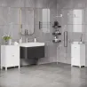 Armario de Baño con 1 Cajón 1 Puerta y Estante Ajustable Interior Mueble Auxiliar de Almacenaje 43x34x77 cm Blanco - Ogal.Es