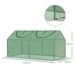 Invernadero de Exterior 120x60x60 cm Invernadero de Jardín con 2 Ventanas Enrollables Cubierta de PE 140g/? y Ma... - Ogal.Es