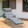 Tumbona Plegable de Jardín con Respaldo Ajustable en 7 Posiciones Cojín Cuerpo Entero y Cabeza 137x63,5x100,5 cm... - Ogal.Es