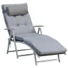 Tumbona Plegable de Jardín con Respaldo Ajustable en 7 Posiciones Cojín Cuerpo Entero y Cabeza 137x63,5x100,5 cm... - Ogal.Es