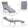Tumbona Plegable de Jardín con Respaldo Ajustable en 7 Posiciones Cojín Cuerpo Entero y Cabeza 137x63,5x100,5 cm... - Ogal.Es