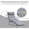 Tumbona Plegable de Jardín con Respaldo Ajustable en 7 Posiciones Cojín Cuerpo Entero y Cabeza 137x63,5x100,5 cm... - Ogal.Es