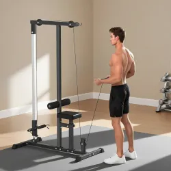 Máquina de Musculación Estación de Entrenamiento para Jalón al Pecho con Polea y Asiento Regulable para Entrenam... - Ogal.Es