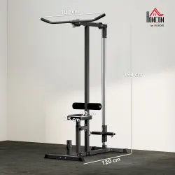 Máquina de Musculación Estación de Entrenamiento para Jalón al Pecho con Polea y Asiento Regulable para Entrenam... - Ogal.Es