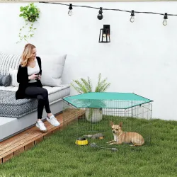 Parque para Perros 6 Paneles 59x60 cm Plegables Empalme libre Valla Metálica para Mascotas con Puerta con Pestil... - Ogal.Es