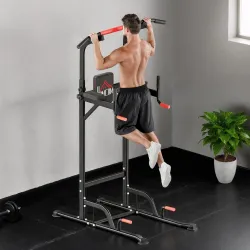Máquina de Dominadas con Altura Ajustable Carga Máx. 120 kg para Entrenamiento Fitness 123x98x189-239 cm Negro y... - Ogal.Es