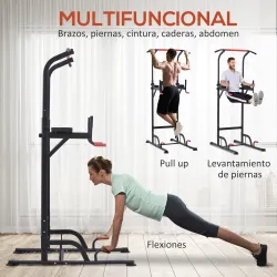 Máquina de Dominadas con Altura Ajustable Carga Máx. 120 kg para Entrenamiento Fitness 123x98x189-239 cm Negro y... - Ogal.Es