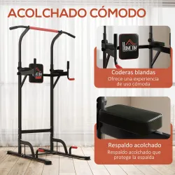 Máquina de Dominadas con Altura Ajustable Carga Máx. 120 kg para Entrenamiento Fitness 123x98x189-239 cm Negro y... - Ogal.Es