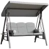 Columpio de Jardín de 3 Plazas con Estructura Metálica Toldo y Bandeja para Bebidas para Exterior 116x206x183 cm... - Ogal.Es