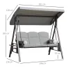 Columpio de Jardín de 3 Plazas con Estructura Metálica Toldo y Bandeja para Bebidas para Exterior 116x206x183 cm... - Ogal.Es