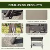 Columpio de Jardín de 3 Plazas con Estructura Metálica Toldo y Bandeja para Bebidas para Exterior 116x206x183 cm... - Ogal.Es