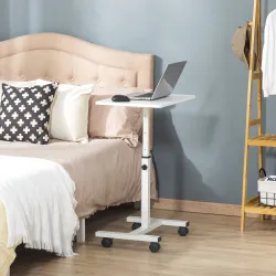 Mesa Auxiliar con Ruedas Mesita Lateral para Sofá Cama Altura Ajustable Marco de Metal y Frenos 60x40x52,5-84 cm... - Ogal.Es