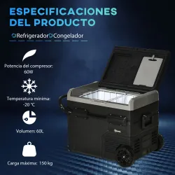 Nevera Portátil Eléctrica 60L 12/24/240V Refrigerador de Coche con Compresor Pantalla LED Táctil Modos ECO y MAX... - Ogal.Es