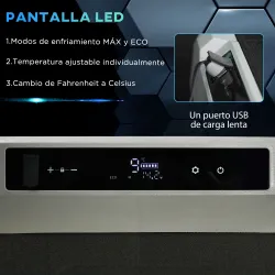 Nevera Portátil Eléctrica 60L 12/24/240V Refrigerador de Coche con Compresor Pantalla LED Táctil Modos ECO y MAX... - Ogal.Es
