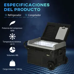 Nevera Compresor Portátil 40L Nevera Portátil Eléctrica para Coche Congelador CC 12V/24V hasta -20? con Pantalla... - Ogal.Es
