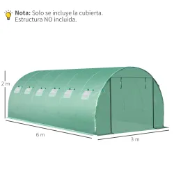 Cubierta de Repuesto para Invernadero 600x300x200cm Tipo Túnel Carpa de Invernadero con 12 Ventanas Verde - Ogal.Es