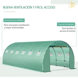 Cubierta de Repuesto para Invernadero 600x300x200cm Tipo Túnel Carpa de Invernadero con 12 Ventanas Verde - Ogal.Es
