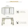 Cenador de Jardín 3x3 m Pabellón de Exterior con Doble Techo de Ventilación 4 Cortinas Mosquiteras Laterales con... - Ogal.Es