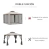Cenador de Jardín 3x3 m Pabellón de Exterior con Doble Techo de Ventilación 4 Cortinas Mosquiteras Laterales con... - Ogal.Es