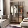 Perchero de Ropa Perchero de Madera con 4 Estantes de Almacenaje y Barra para Colgar Carga 30 kg para Dormitorio... - Ogal.Es