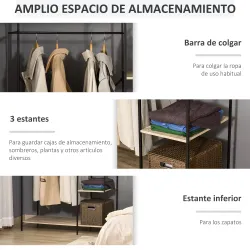 Perchero de Ropa Perchero de Madera con 4 Estantes de Almacenaje y Barra para Colgar Carga 30 kg para Dormitorio... - Ogal.Es