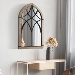 Espejo Decorativo de Pared de Madera 93x60 cm Espejo de Ventana con 2 Ganchos Estilo Vintage para Salón Dormitor... - Ogal.Es