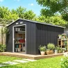 Cobertizo de Jardín 8,3 m² 277x322x192 cm con 2 Puertas Corredizas Base Refuerzo (Suelo NO Incluido) Gris - Ogal.Es