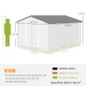 Cobertizo de Jardín 8,3 m² 277x322x192 cm con 2 Puertas Corredizas Base Refuerzo (Suelo NO Incluido) Gris - Ogal.Es