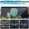 Cobertizo de Jardín 8,3 m² 277x322x192 cm con 2 Puertas Corredizas Base Refuerzo (Suelo NO Incluido) Gris - Ogal.Es