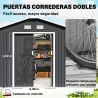 Cobertizo de Jardín 8,3 m² 277x322x192 cm con 2 Puertas Corredizas Base Refuerzo (Suelo NO Incluido) Gris - Ogal.Es