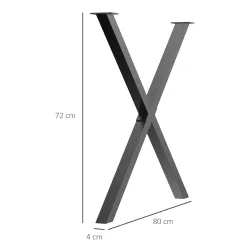 Conjunto de 2 Patas para Mesa Estilo Industrial 80x72 cm en Forma de X Patas de Muebles de Acero para Soporte co... - Ogal.Es