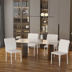 Pack de 4 Sillas de Comedor, Sillas de Cocinas Modernas, Respaldo Alto con Costuras Decorativas de Diamantes, Ta... - Ogal.Es