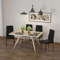 Pack de 4 Sillas de Cocina Modernas Tapizadas en Lino y Patas de Metal para Salón Carga 120 kg 41x50x97 cm Negro - Ogal.Es