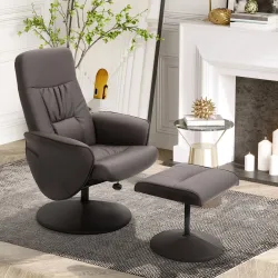 Sillón de Relax con Reposapiés Respaldo Reclinable hasta 145° para Salón Dormitorio Oficina 76x81x101 cm Marrón - Ogal.Es