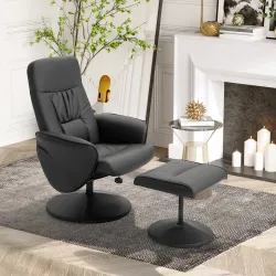 Sillón de Relax con Reposapiés Respaldo Reclinable hasta 145° para Salón Dormitorio Oficina 76x81x101 cm Negro - Ogal.Es