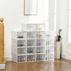 Organizador de Zapatos Modular Estantería Modulable con 18 Cubos Puertas Magnéticas 28x36x21 cm Transparente - Ogal.Es