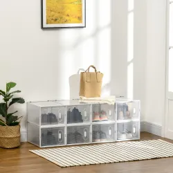 Organizador de Zapatos Modular Estantería Modulable con 8 Cubos Puertas Magnéticas 28x36x21 cm Transparente - Ogal.Es