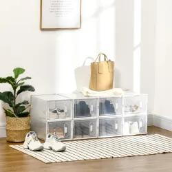 Organizador de Zapatos Modular Estantería Modulable con 8 Cubos Puertas Magnéticas 25x35x19 cm Transparente - Ogal.Es