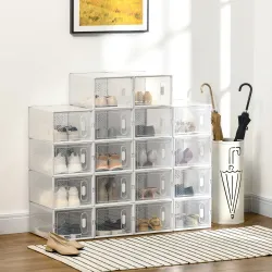 Organizador de Zapatos Modular Estantería Modulable con 18 Cubos Puertas Magnéticas 25x35x19 cm Transparente - Ogal.Es
