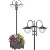 Farol Solar de Jardín con 18 Luces LED Blanca Fría 6000K IP44 para Camino Terraza Patio 60x55x189 cm Negro - Ogal.Es