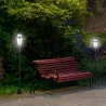 2 Farolas Solares de Jardín con Luz LED Blanca 6000K IP44 Set de 2 Farolas de Exterior 18,5x18,5x129 cm Negro - Ogal.Es