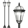 2 Farolas Solares de Jardín con Luz LED Blanca 6000K IP44 Set de 2 Farolas de Exterior 18,5x18,5x129 cm Negro - Ogal.Es