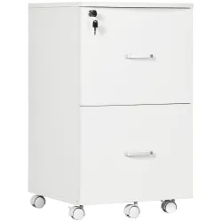 Cajonera de Oficina Mueble Auxiliar con 2 Cajones Cierre con Llave para Estudio Despacho 43x45x72 cm Blanco - Ogal.Es